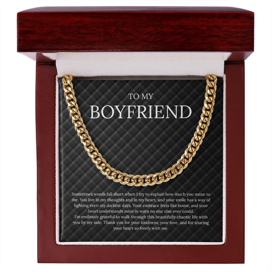 To My Boyfriend (Sometimes Words Fall Short) Cuban Link Chain