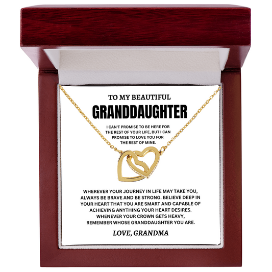 To My Beautiful Granddaughter Love, Grandma (I Can't Promise To Be Here For The Rest Of Your Life) Interlocking Hearts Necklace