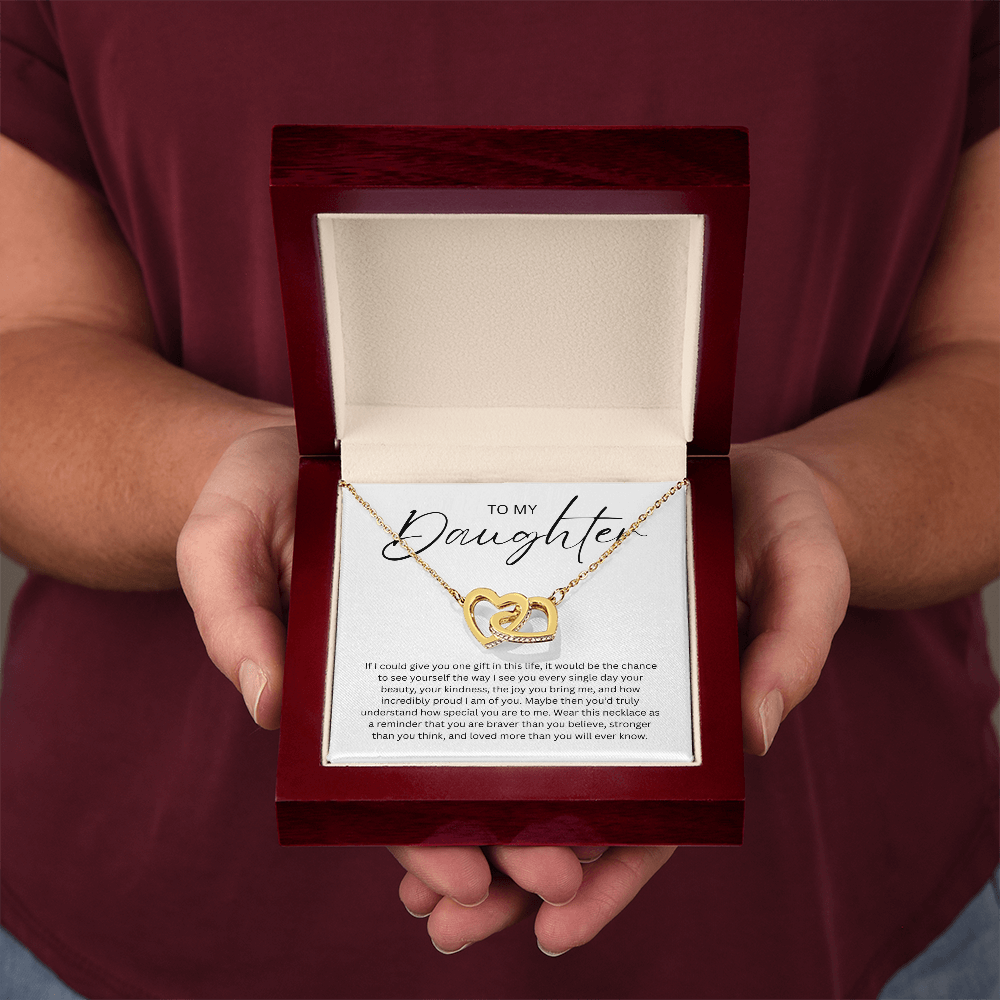 To My Daughter (If I Could Give You One Gift) Interlocking Hearts Necklace
