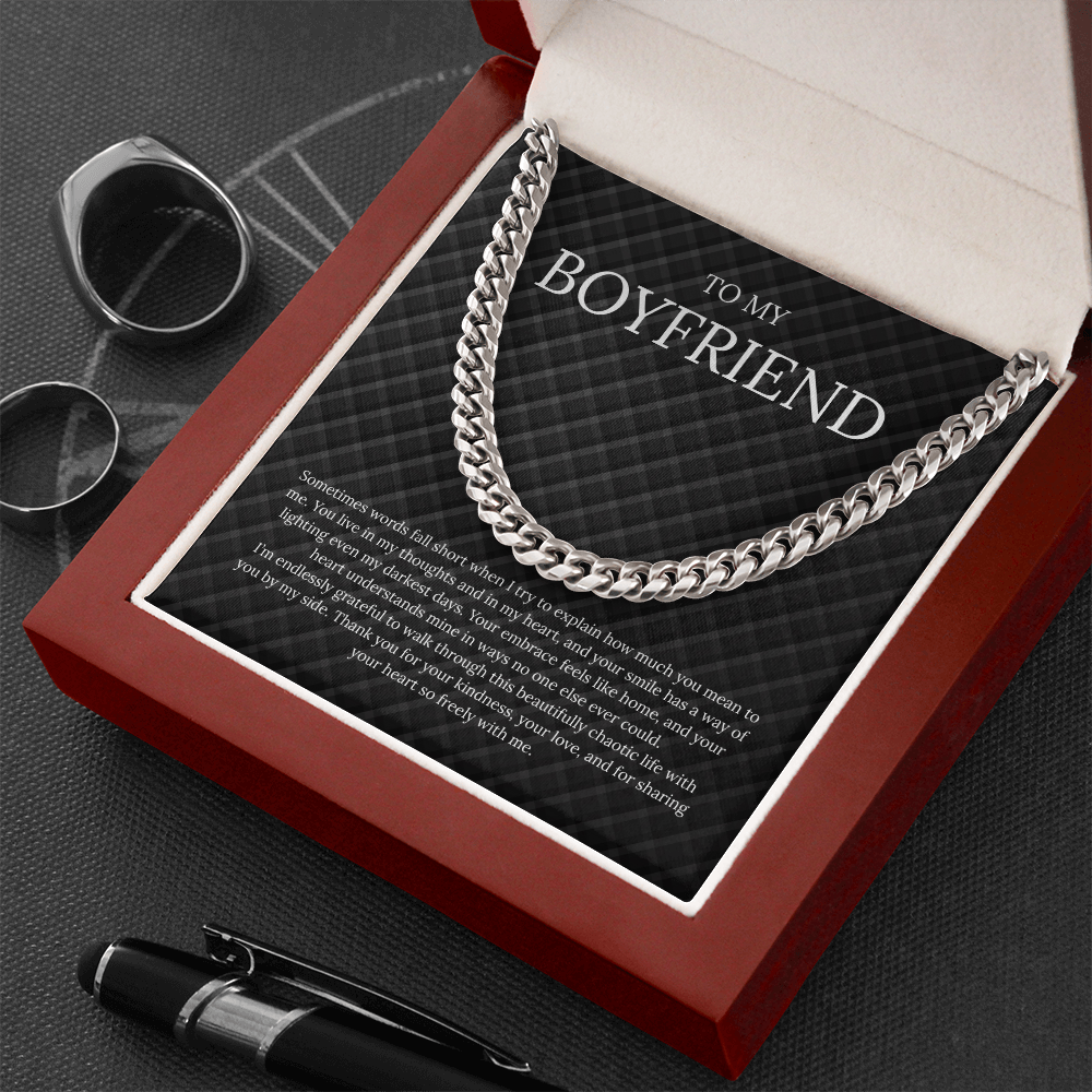 To My Boyfriend (Sometimes Words Fall Short) Cuban Link Chain