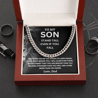 To My Son  Love, Dad (Stand Tall Even If You Fall) Cuban Link Chain