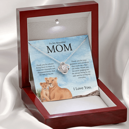 To My Beautiful Mom ( Thank You For Always Being There) Love Knot Necklace