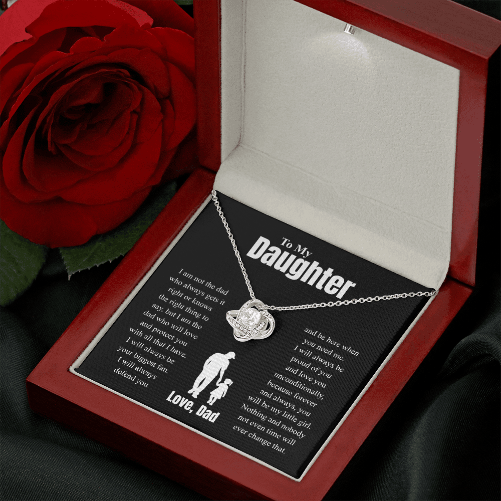 To My Daughter Love, Dad ( I Am Not The Dad Who Always Gets It Right) Love Knot Necklace