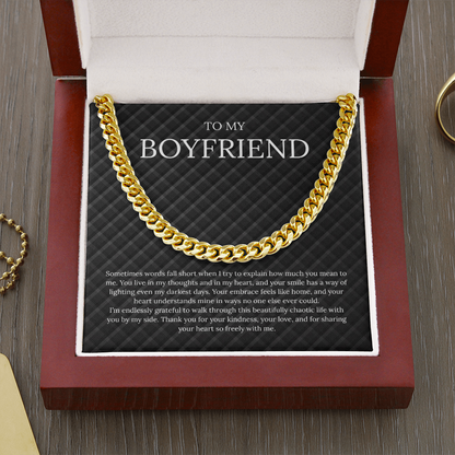 To My Boyfriend (Sometimes Words Fall Short) Cuban Link Chain