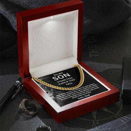 To My Son  Love, Dad (Stand Tall Even If You Fall) Cuban Link Chain