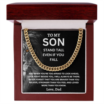 To My Son  Love, Dad (Stand Tall Even If You Fall) Cuban Link Chain