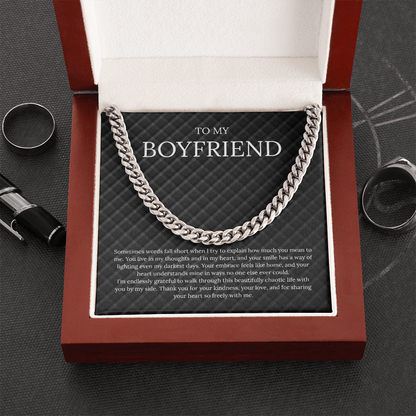 To My Boyfriend (Sometimes Words Fall Short) Cuban Link Chain