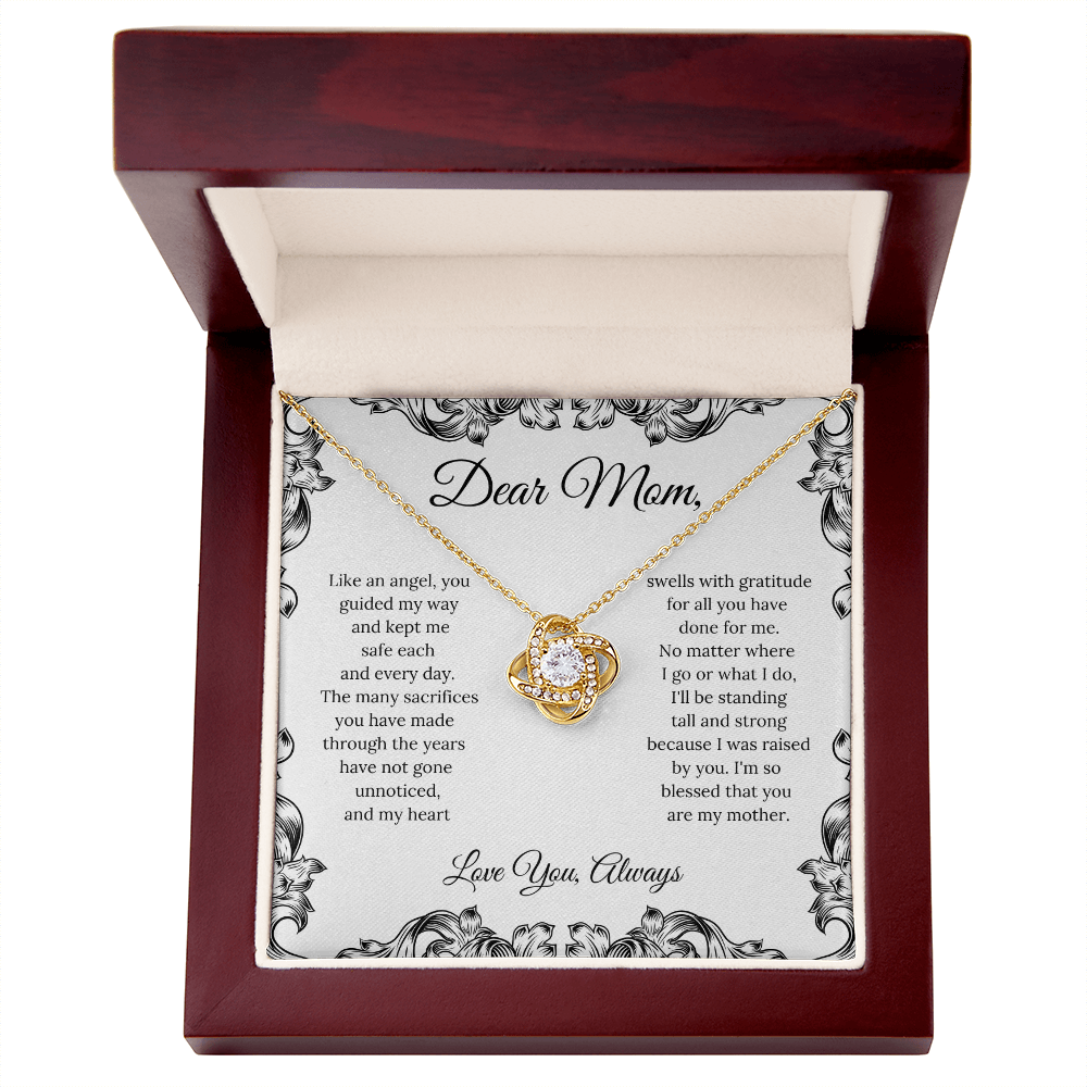 Dear Mom, (Like An Angel You Guided My Way) Love Knot Necklace