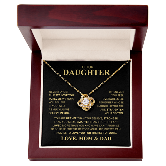 To Our Daughter (Never Forget That We Love You Forever) Love Knot Necklace