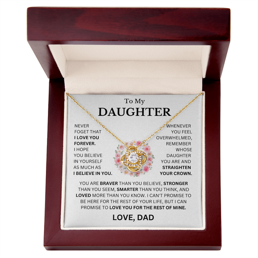 To My Daughter Love, Dad (Never Forget That I Love You Forever) Love Knot Necklace