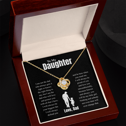 To My Daughter Love, Dad ( I Am Not The Dad Who Always Gets It Right) Love Knot Necklace