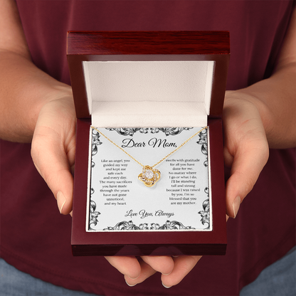 Dear Mom, (Like An Angel You Guided My Way) Love Knot Necklace