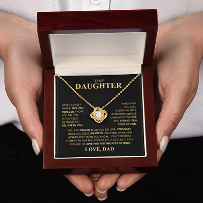 To My Daughter, From Dad (Never Forget That I Love You Forever) Love Knot Necklace