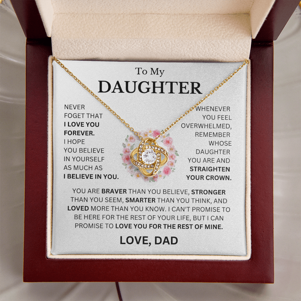 To My Daughter Love, Dad (Never Forget That I Love You Forever) Love Knot Necklace