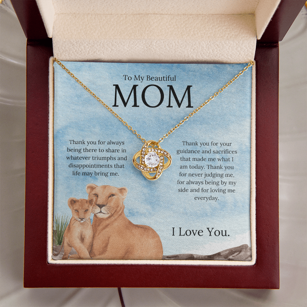 To My Beautiful Mom ( Thank You For Always Being There) Love Knot Necklace