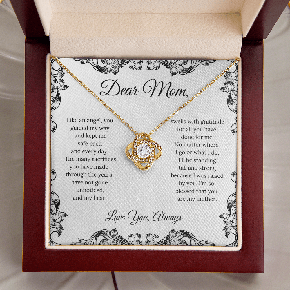 Dear Mom, (Like An Angel You Guided My Way) Love Knot Necklace
