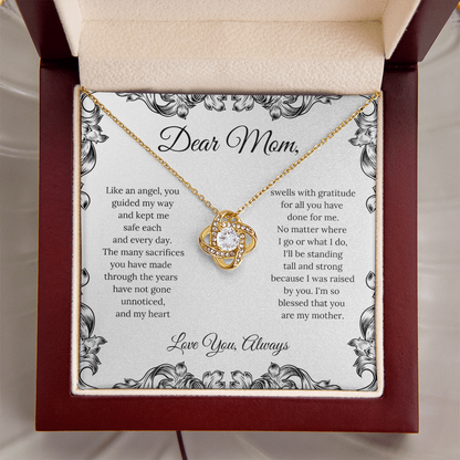 Dear Mom, (Like An Angel You Guided My Way) Love Knot Necklace