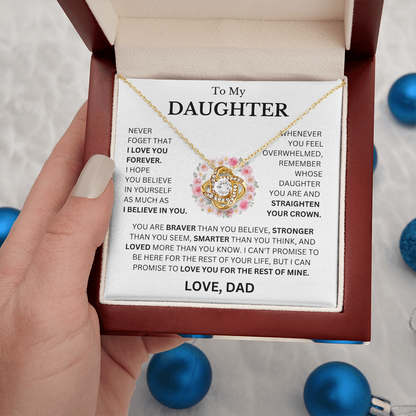 To My Daughter Love, Dad (Never Forget That I Love You Forever) Love Knot Necklace