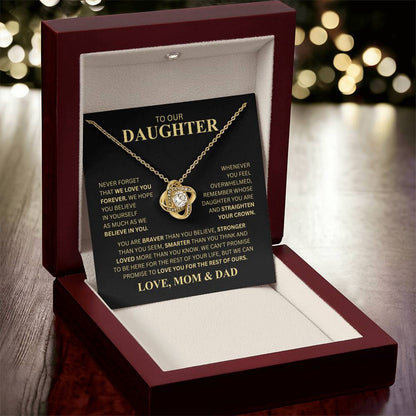 To Our Daughter (Never Forget That We Love You Forever) Love Knot Necklace