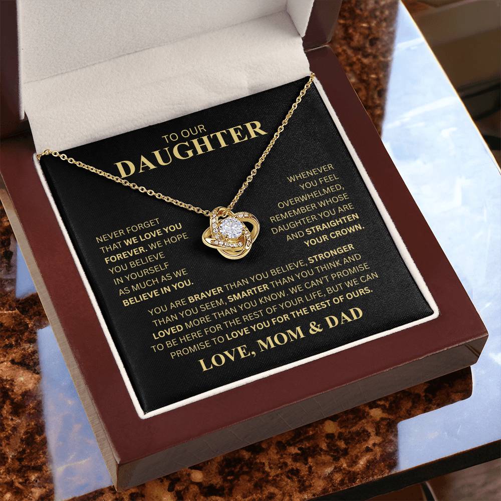 To Our Daughter (Never Forget That We Love You Forever) Love Knot Necklace