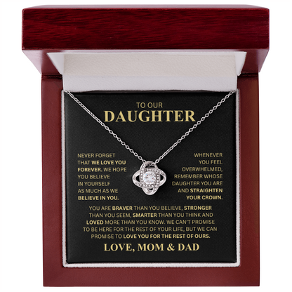 To Our Daughter (Never Forget That We Love You Forever) Love Knot Necklace