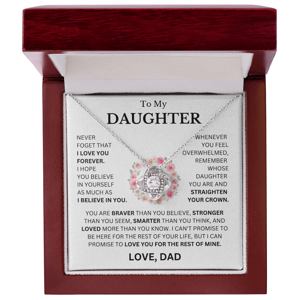 To My Daughter Love, Dad (Never Forget That I Love You Forever) Love Knot Necklace
