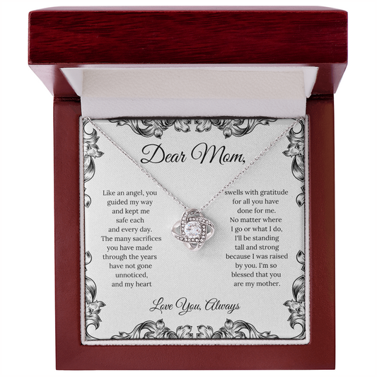 Dear Mom, (Like An Angel You Guided My Way) Love Knot Necklace