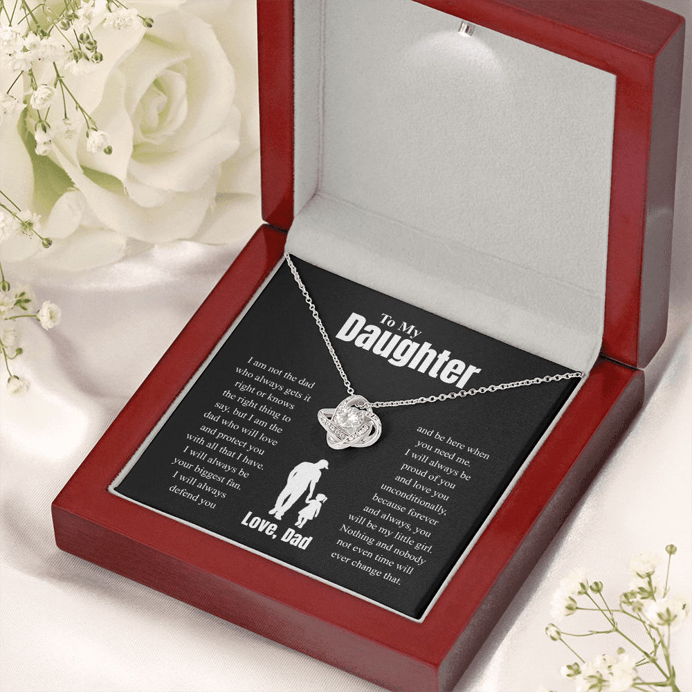 To My Daughter Love, Dad ( I Am Not The Dad Who Always Gets It Right) Love Knot Necklace