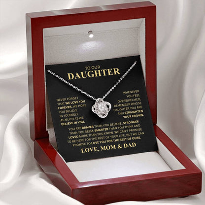 To Our Daughter (Never Forget That We Love You Forever) Love Knot Necklace