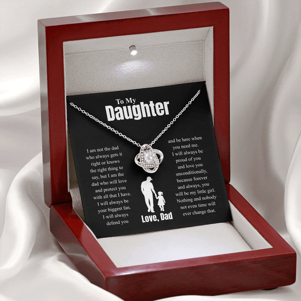 To My Daughter Love, Dad ( I Am Not The Dad Who Always Gets It Right) Love Knot Necklace