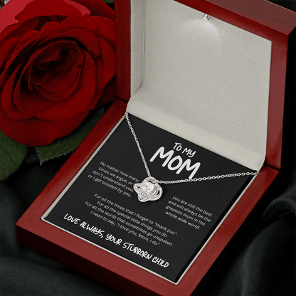 To My Mom (No Matter How Many Times We Argue) Love Knot Necklace