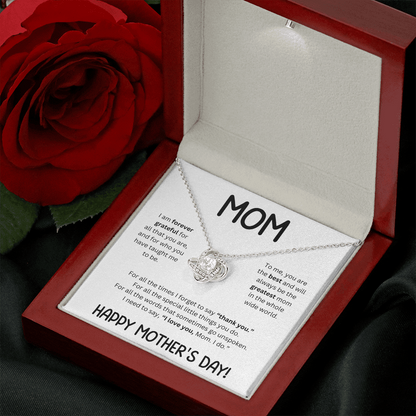 Mom ( I Am Forever Grateful) Love Knot Necklace