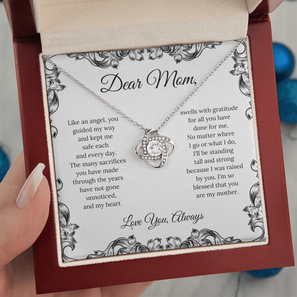 Dear Mom, (Like An Angel You Guided My Way) Love Knot Necklace