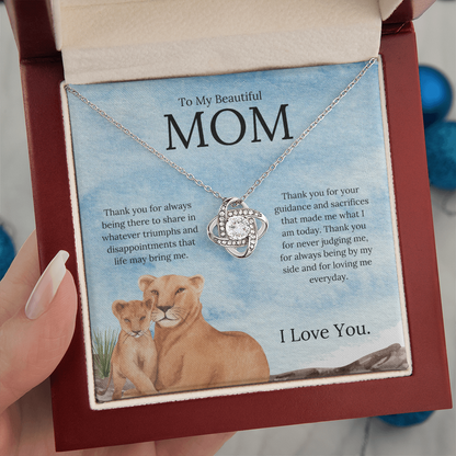 To My Beautiful Mom ( Thank You For Always Being There) Love Knot Necklace