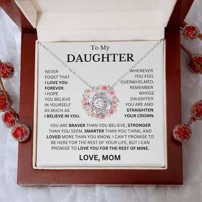 To My Daughter Love, Mom ( Never Forget That I Love You) Love Knot Necklace