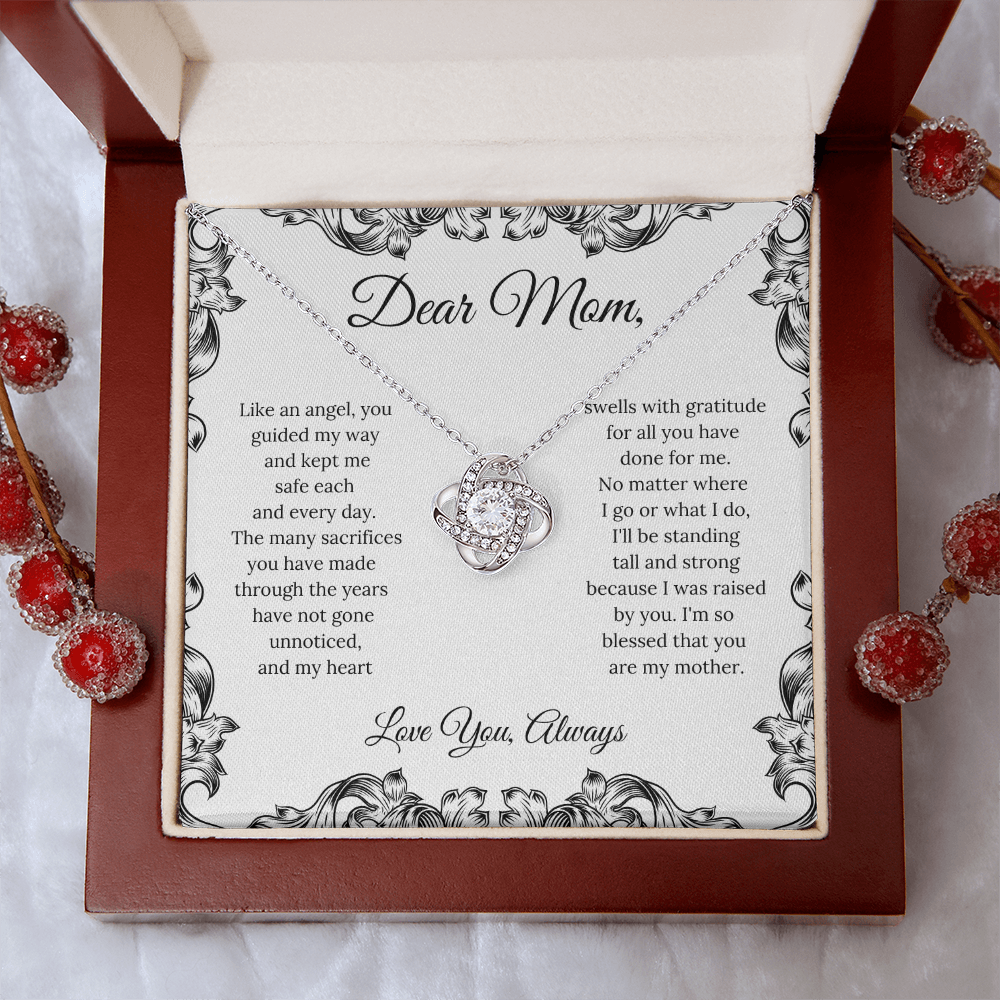 Dear Mom, (Like An Angel You Guided My Way) Love Knot Necklace