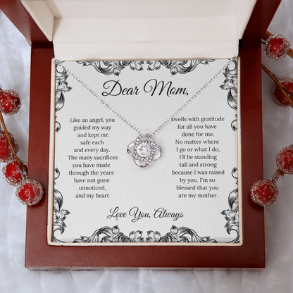 Dear Mom, (Like An Angel You Guided My Way) Love Knot Necklace