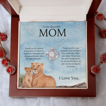 To My Beautiful Mom ( Thank You For Always Being There) Love Knot Necklace