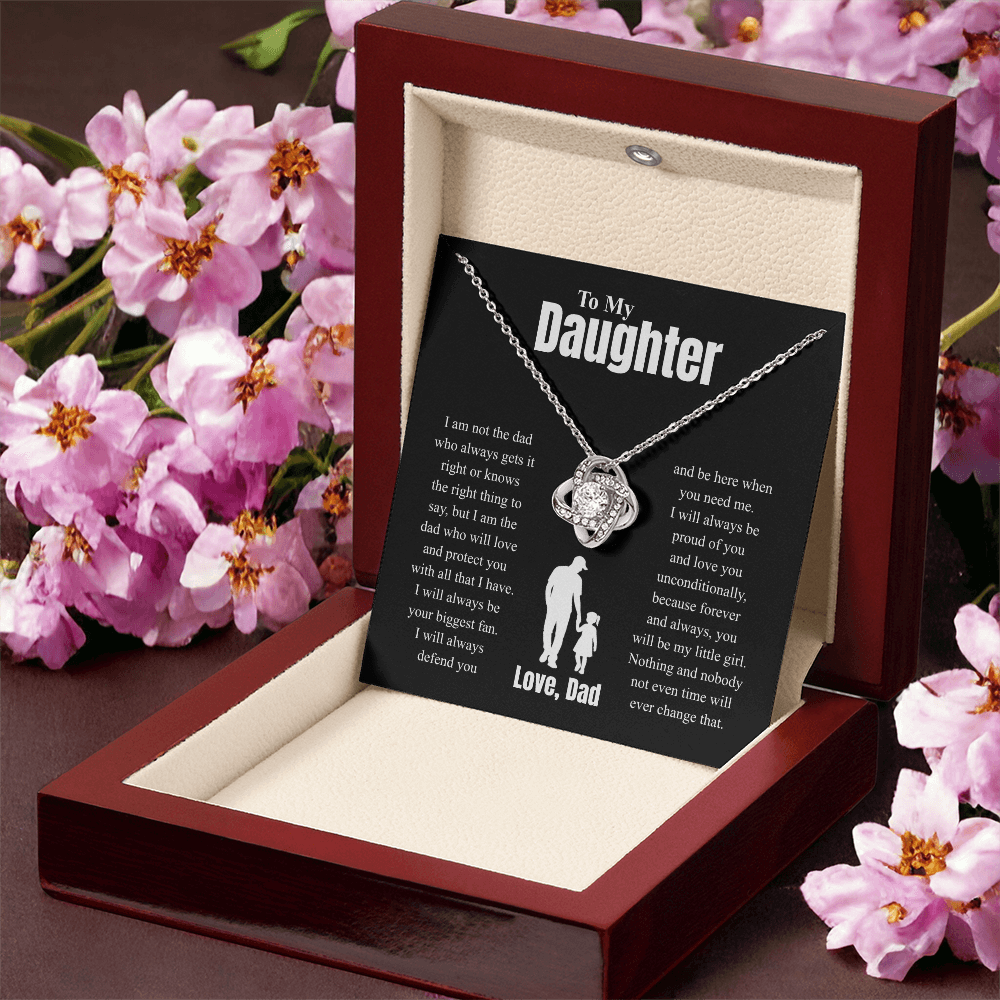 To My Daughter Love, Dad ( I Am Not The Dad Who Always Gets It Right) Love Knot Necklace