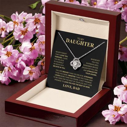 To My Daughter, From Dad (Never Forget That I Love You Forever) Love Knot Necklace