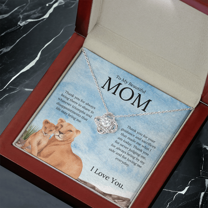 To My Beautiful Mom ( Thank You For Always Being There) Love Knot Necklace