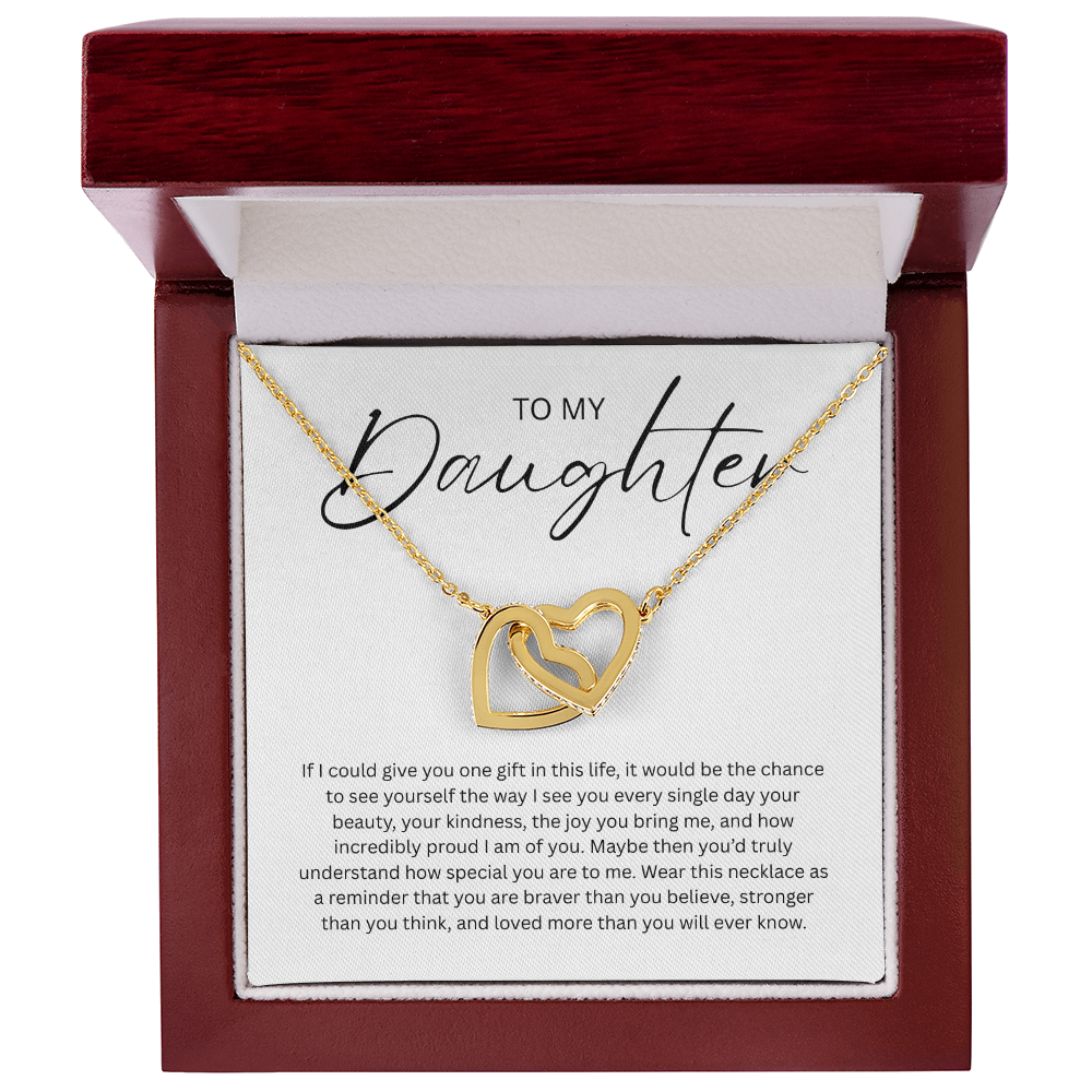 To My Daughter (If I Could Give You One Gift) Interlocking Hearts Necklace