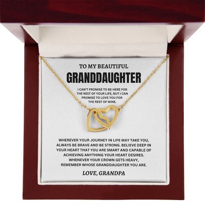 To My Beautiful Granddaughter Love, Grandpa (I Can't Promise To Be Here For The Rest Of Your Life) Interlocking Hearts Necklace