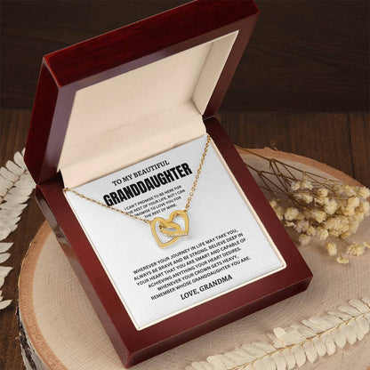 To My Beautiful Granddaughter Love, Grandma (I Can't Promise To Be Here For The Rest Of Your Life) Interlocking Hearts Necklace