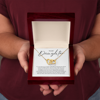 To My Daughter (If I Could Give You One Gift) Interlocking Hearts Necklace