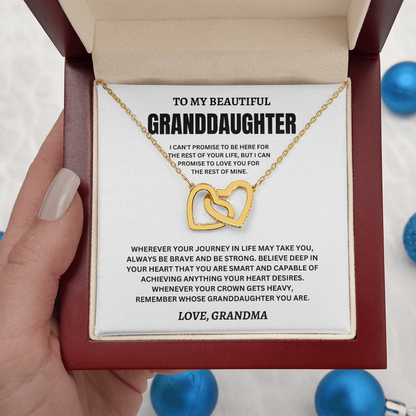 To My Beautiful Granddaughter Love, Grandma (I Can't Promise To Be Here For The Rest Of Your Life) Interlocking Hearts Necklace