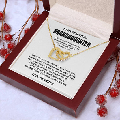 To My Beautiful Granddaughter Love, Grandma (I Can't Promise To Be Here For The Rest Of Your Life) Interlocking Hearts Necklace
