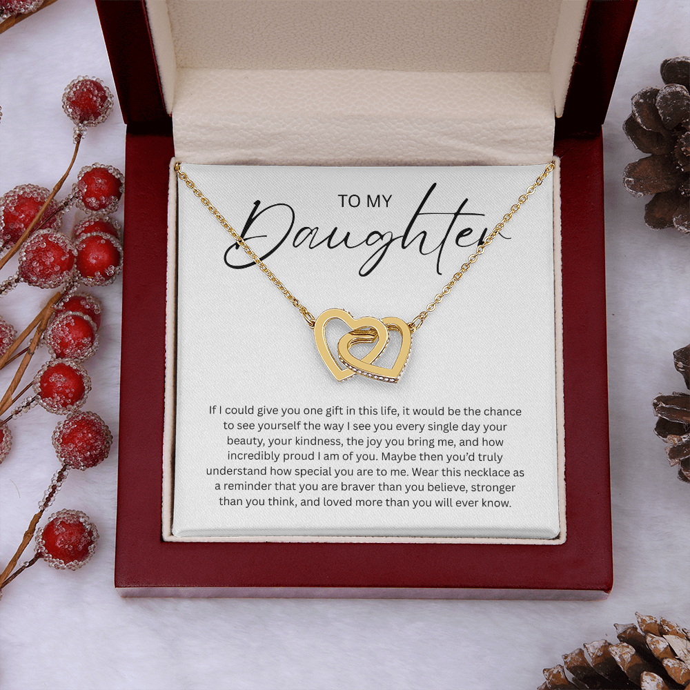 To My Daughter (If I Could Give You One Gift) Interlocking Hearts Necklace