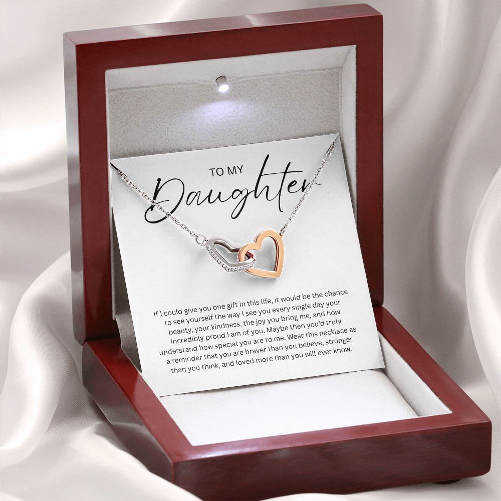 To My Daughter (If I Could Give You One Gift) Interlocking Hearts Necklace