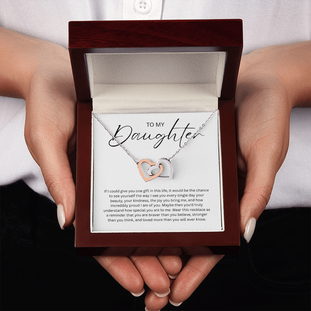 To My Daughter (If I Could Give You One Gift) Interlocking Hearts Necklace